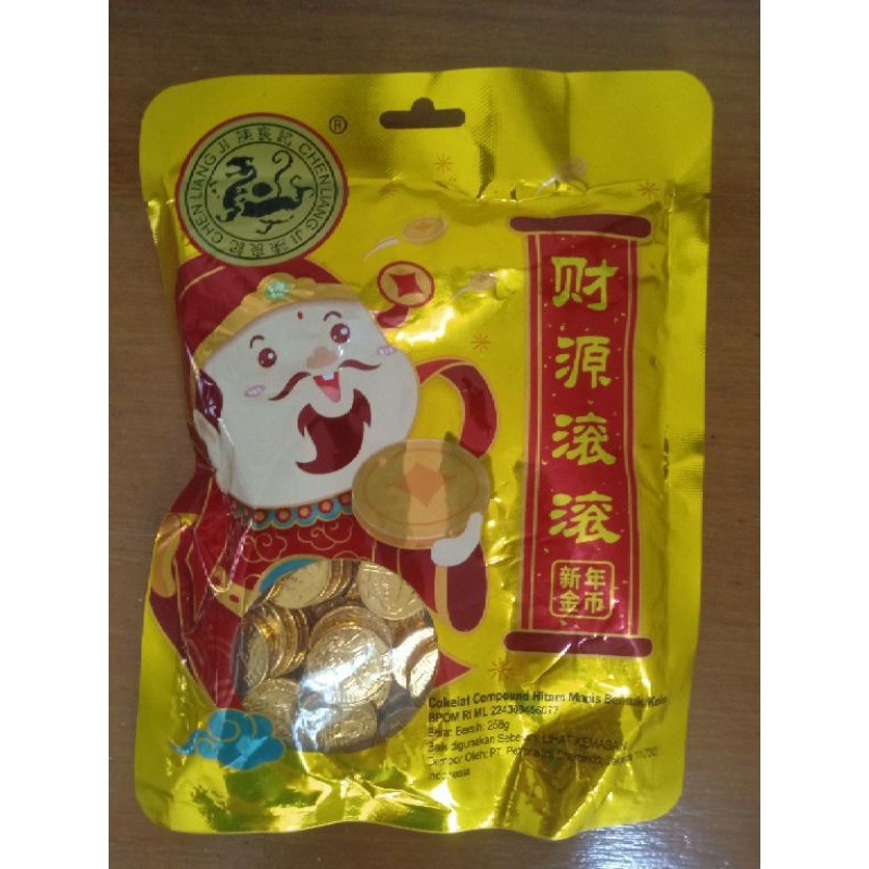 

COKELAT COMPOUND IMLEK BENTUK KOIN MAS "CHEN LIANG JI" 258 gram.
