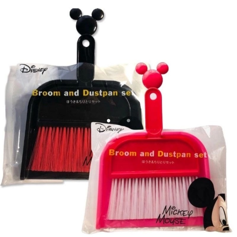 Disney Mickey Mouse Broom Dustpan Sapu Pengki Mickey Mouse Set Pink