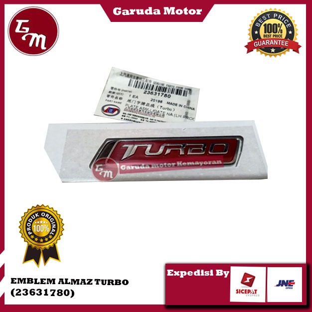 EMBLEM TURBO WULING ALMAZ / EMBLEM WULING TULISAN ''TURBO" 23631780