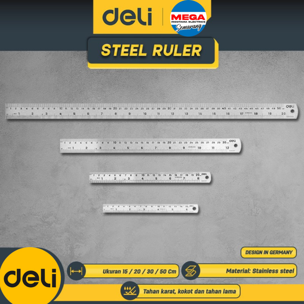 

Deli Penggaris Besi 15 / 20 / 30 / 50 cm Mistar Garisan Stainless Steel Ruler EDL80XXY