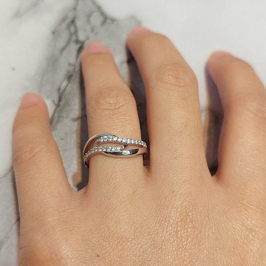 Cincin Emas Putih Zircon 1.91 Gram 17K 750 (CH214)