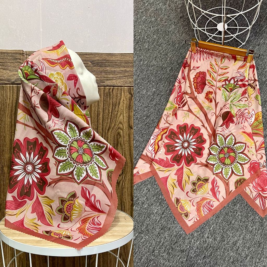 TERMURAH HIJAB VOAL MOTIF BUNGA SERIS DASAR MAROON//HIJAB DENAY MOTIF RINJANI MAROON//HIJAB VOAL SEG