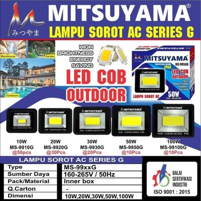 Lampu Sorot Led Cob 50/100 Watt Mitsuyama MS-99XXG - 50Watt