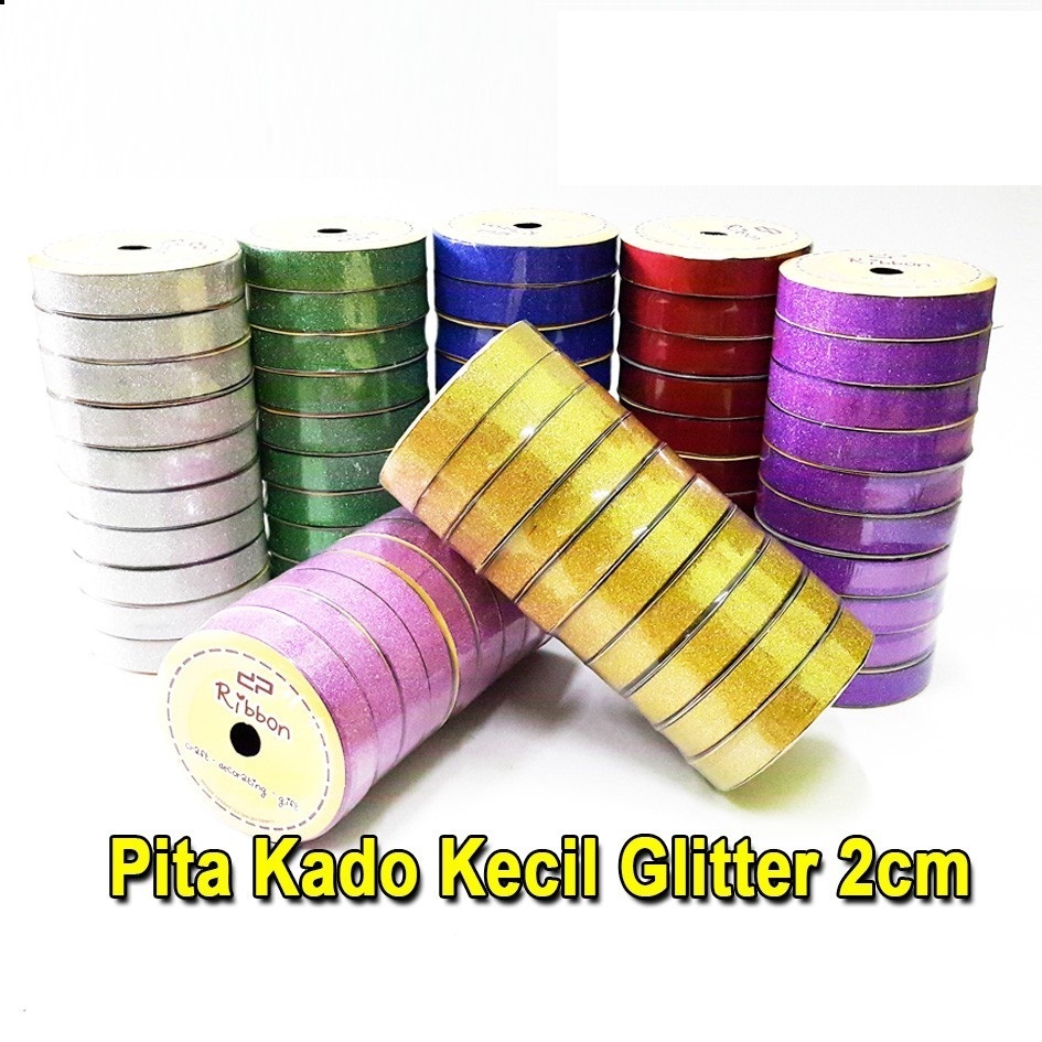 

Pita Kado METERAN GLITTER 3/4" Pita Jepang 2cm Pita Rol Plastik 18mm RIBBON Kilap Kerlip Metalik Gliter