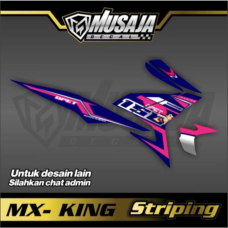 Stiker Striping mx king 150 biru pink silver transparan uv glossy max decal