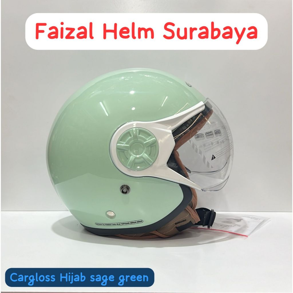 HELM CARGLOSS YRH HIJAB SAGE GREEN FRAME WHITE ORIGINAL
