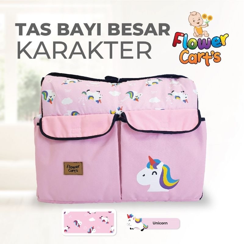 NEW Tas Besar Baby FLOWER CART'S /HAPPYKID /Tas Besar Perlengkapan Baju Bayi