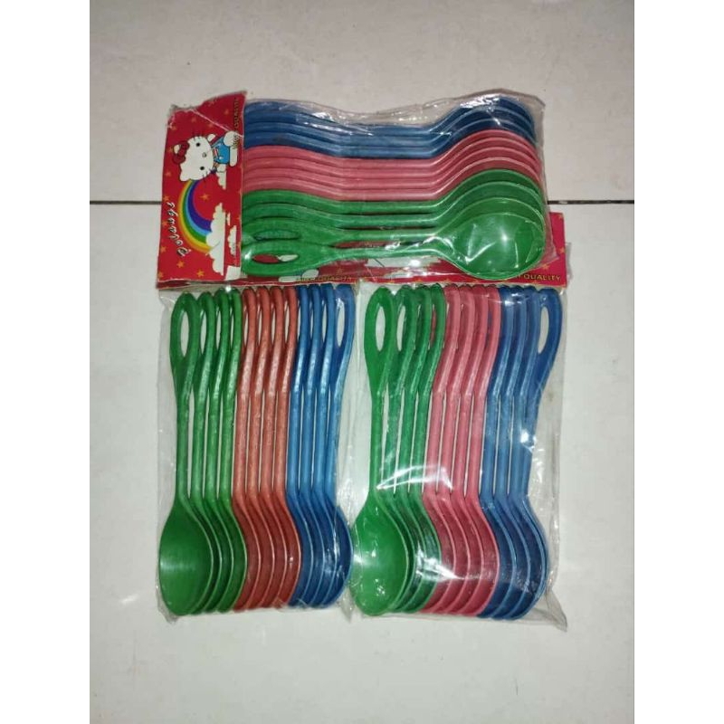sendok teh plastik warna