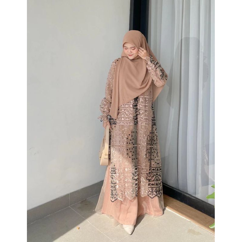 PRELOVED One set gamis + outer ori brand / Gamis muslimah / Gamis kondangan