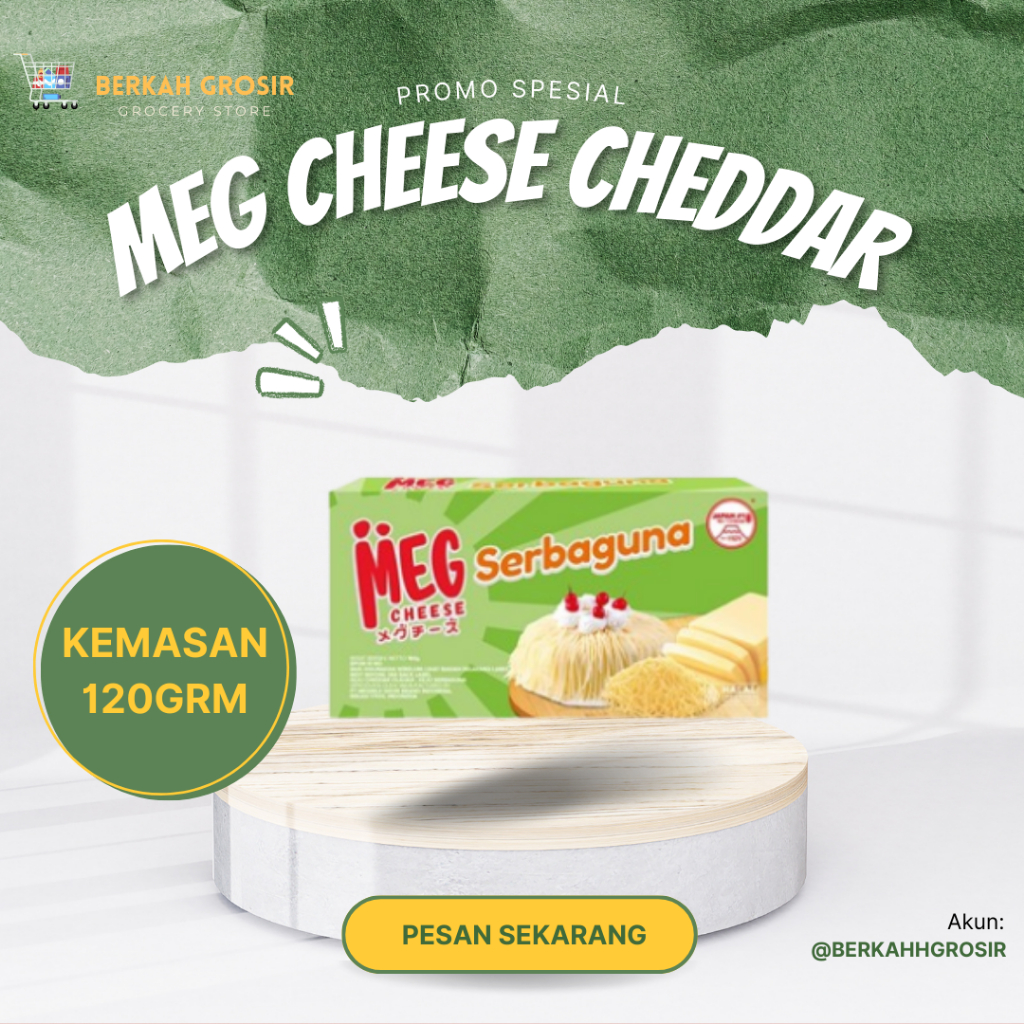 

KEJU MEG SERBAGUNAN / MEG CHEESE CHEDDAR 120GRM