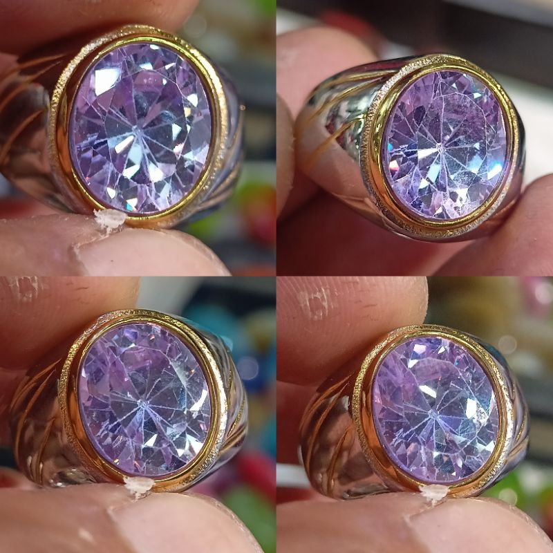 cincin batu akik kecubung lavender Amethys asli sufer mewah