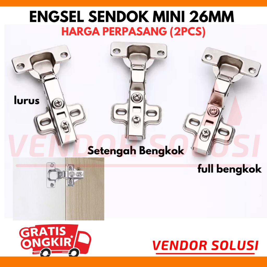 Engsel Sendok Mini 26 mm Pintu Laci Lemari Murah Lurus Bengkok Besi Minimalis