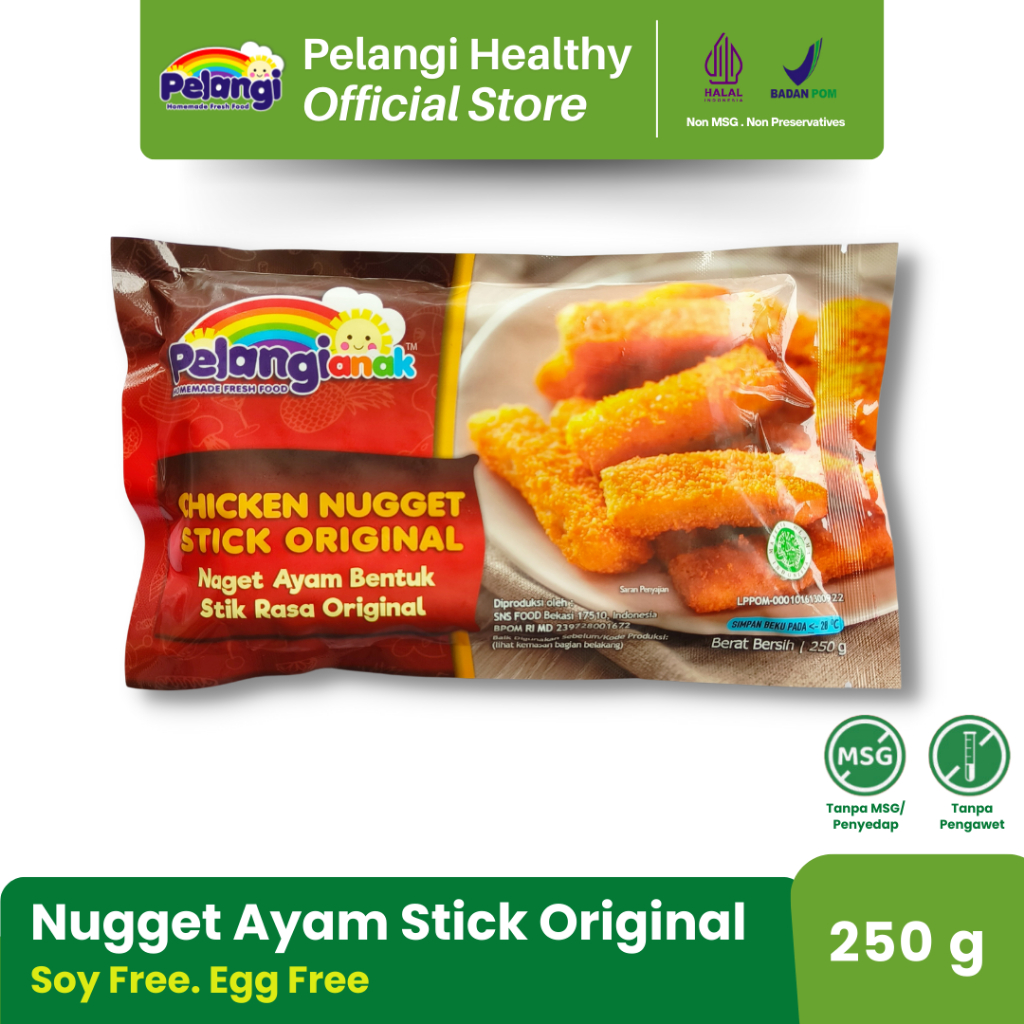 

PELANGI Nugget Ayam Stick Premium Super Crunchy - Chicken Nugget No MSG No Preservatives Halal BPOM