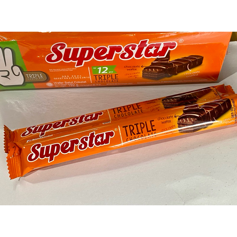 

wafer Superstar triple chocolate/ wafer coklat / jajanan jaman dulu / snack jadul