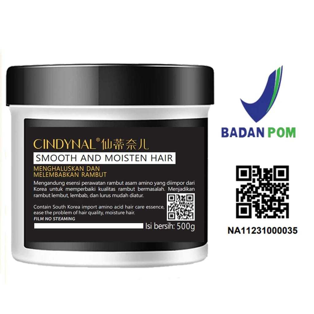 BPOM CINDYNAL Hair Mask Smoothing Masker Rambut 500g / Masker Keratin Pelurus Rambut Ala Korea / Fle