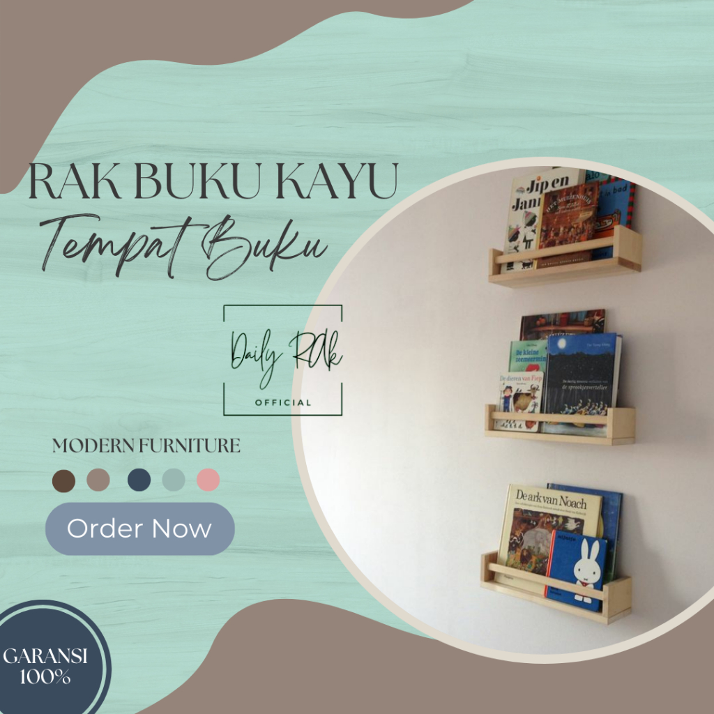 Rak Buku Kayu Aesthetic Tempat Buku Tempel Dinding
