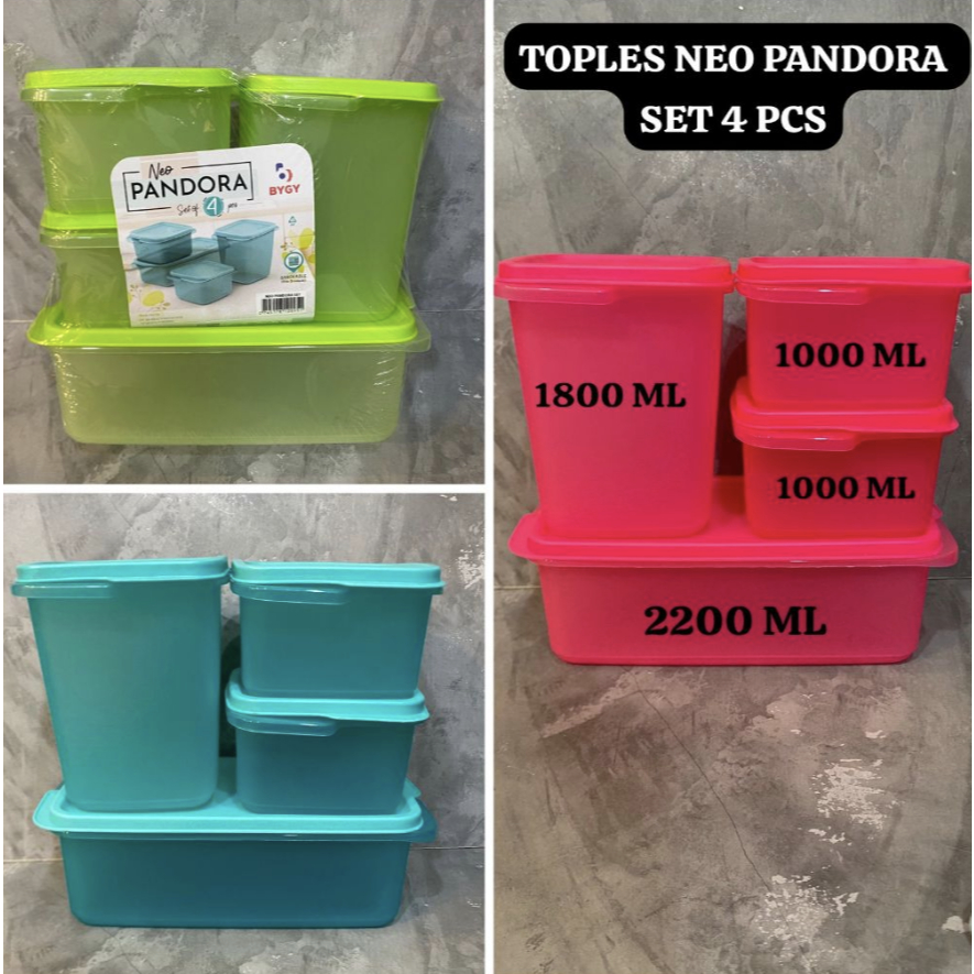 Toples set penyimpanan makanan Toples Pandora Set 4 pcs / Tempat Camilan Pandora / Toples Set Merk P
