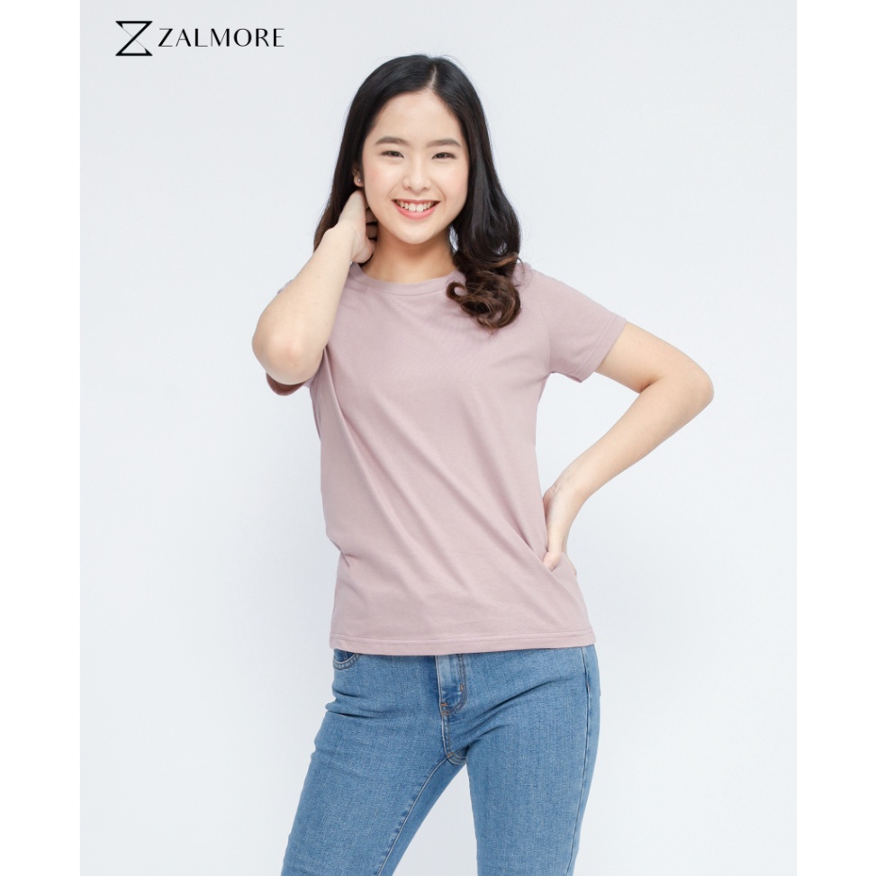 Menarik Zalmore Basic Women Oneck TShirt Premium  Kaos Wanita