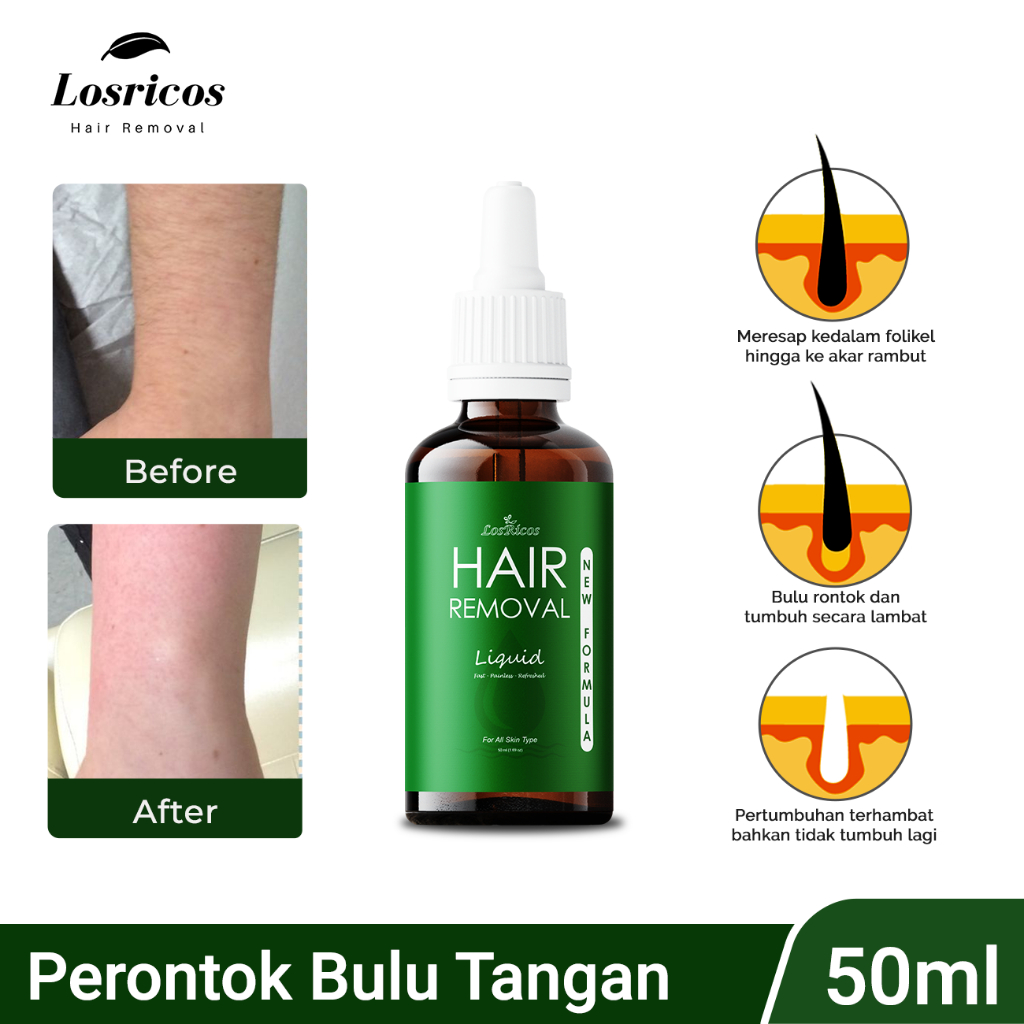 Perontok Bulu Tangan Permanen Losricos Hair Removal Liquid Cream Wax Penghilang Bulu Rambut BPOM