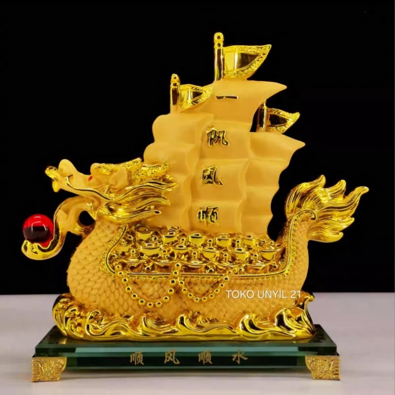 Patung Perahu Kapal Naga Kapal Naga Fengshui Kapal Naga Kaca Kecil