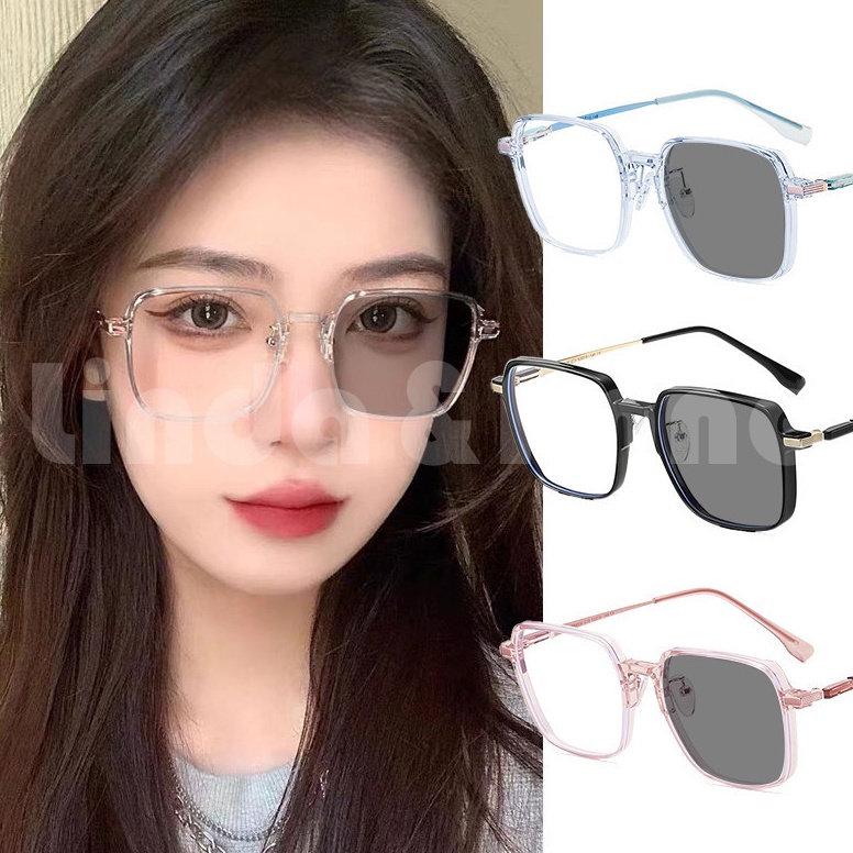 TERLARIS COD Kacamata Photocromic Wanita Lensa Kotak Desain Terbaru Frame  Lensa Fotokromik Sunglass
