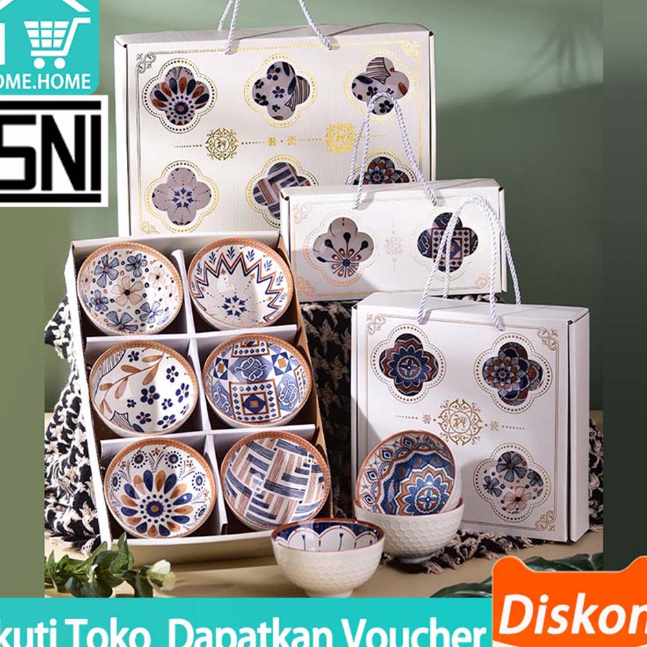 Harga Promo  Souvenir mangkuk set porselen biru dan putih bermutu tinggi mangkuk keramik kotak hadia