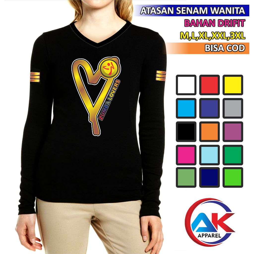 Atasan Baju Senam Wanita Muslimah Kaos Olahraga Aerobik Zumba Fitnes Yoga Jumbo Lengan Panjang