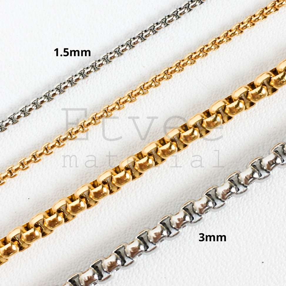 KODE U63C METERAN square pearl chain rantai rolo kalung gelang STAINLESS STEEL