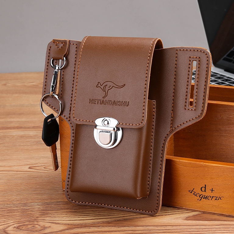 KODE W58S Tas Pinggang Kulit Pria Tas Hp Cowok 7211