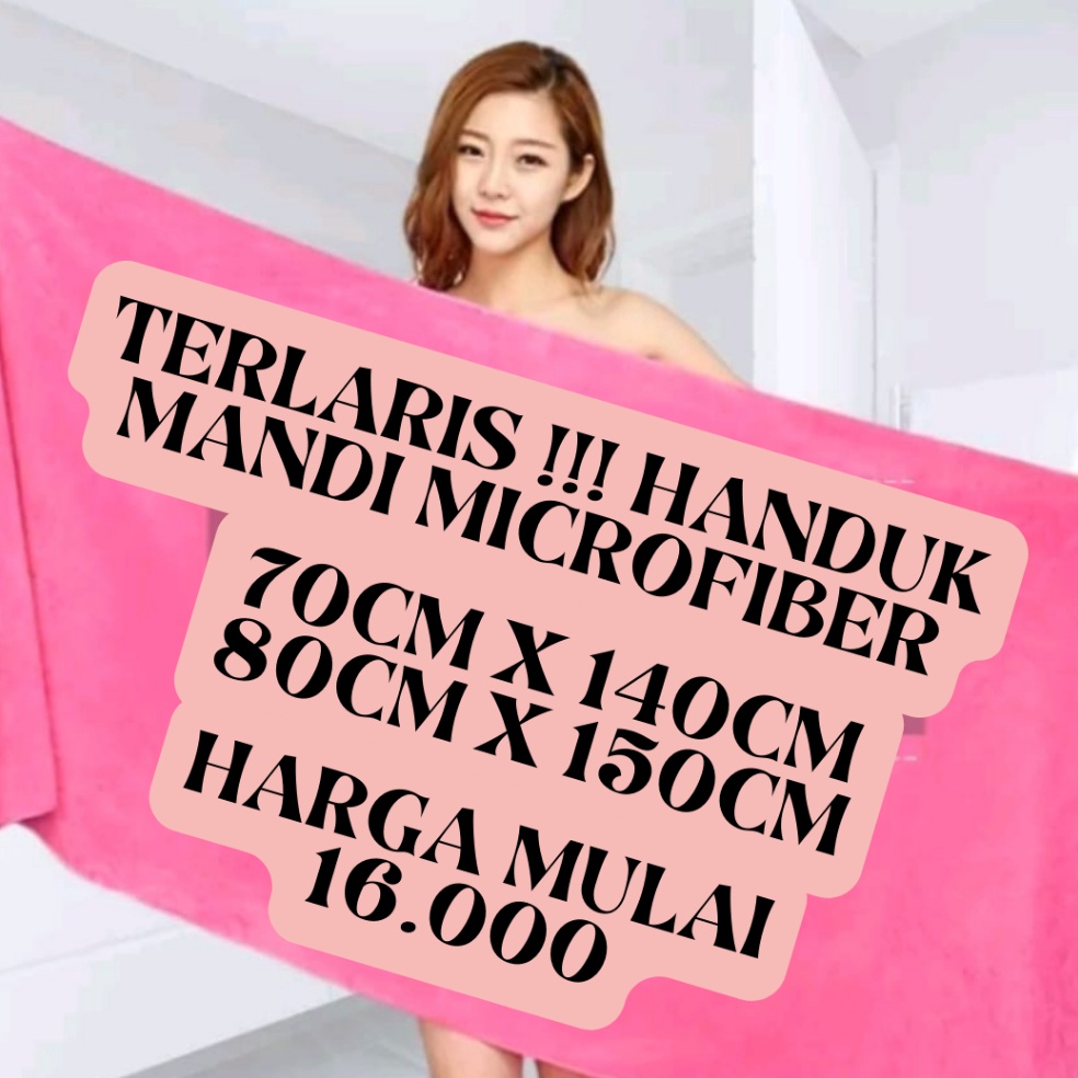 Sedia Disini Handuk mandi MICROFIBER POLOS  EMBOS  Handuk Dewasa JUMBO POLOS