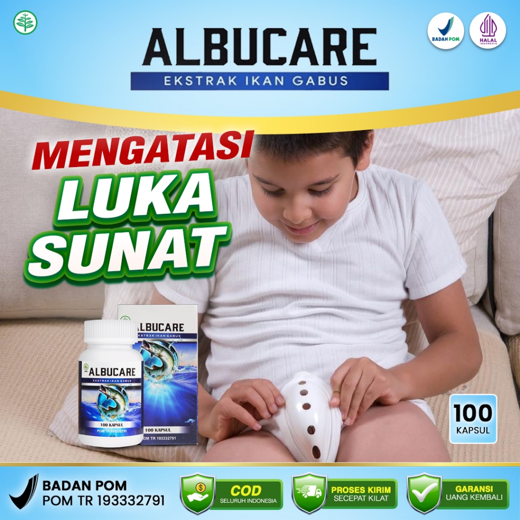 Suplemen Herbal Albucare 100% Original - Obat Luka Sunat Luka Bakar Luka Kecelakaan Pengering Luka