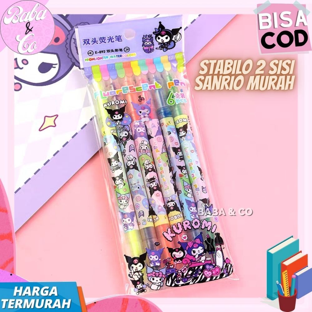 

HIGHLIGHTER 2 SISI SANRIO MURAH STABILO DUA SISI SANRIO LUCU UNIK MURAH COD