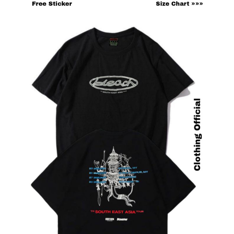 TSHIRT - BLEACH - South East Asia Tour | Tshirt Black | New | Heavy Cotton 24s | Reguler FitFree Sti