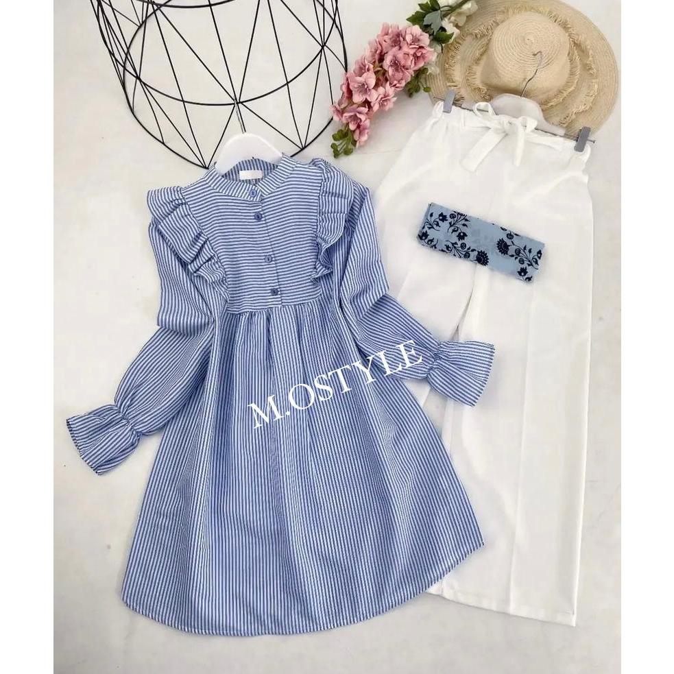 Baju Lebaran 1Stel Swanset Lewbaran Tanggung Atasan Bawahan Prempuan Oneset Seragam Ngaji Tpq Tpa Ra