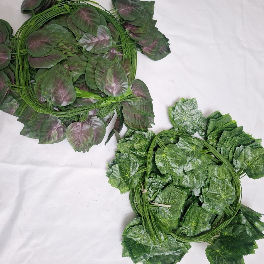 12PCS DAUN ANGGUR KECIL HIAS / DAUN ARTIFICIAL / DAUN RAMBAT PLASTIK GANTUNG / DAUN ANGGUR HIASAN DE