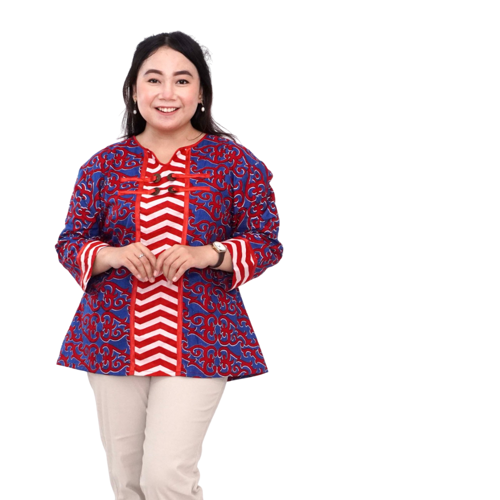 Putri Nasya - Atasan Big Size Batik Primis Blouse Panjang Ukuran S,M,L,XL,2L,3L,4L,5L,6L,7L
