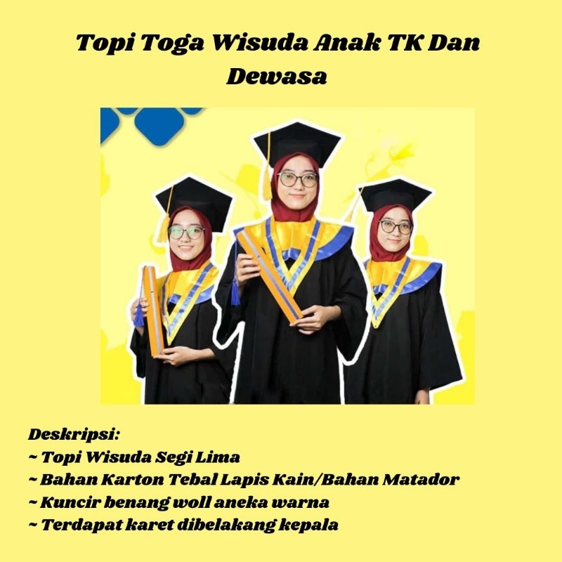 Topi Toga Wisuda Untuk Dewasa Dan Anak SD/TK