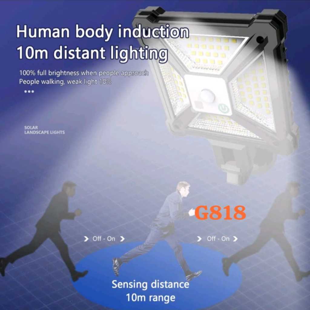 G818 ORIGINAL LAMPU OUTDOOR SENSOR STREET LAMPU TENAGA SURYA SENSOR GERAK TAHAN AIR/PIR SENSOR GERAK
