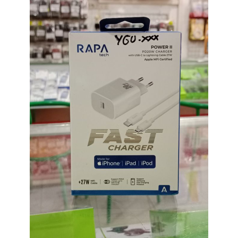 Rapa pd 20w charger with usb-c to lightning cable 27w