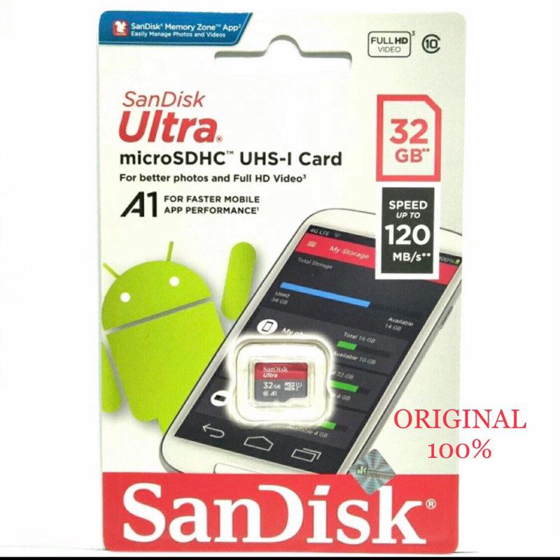 SANDISK Micro SD 32GB Memori Card Hp Micro SD SANDISK Kartu SD