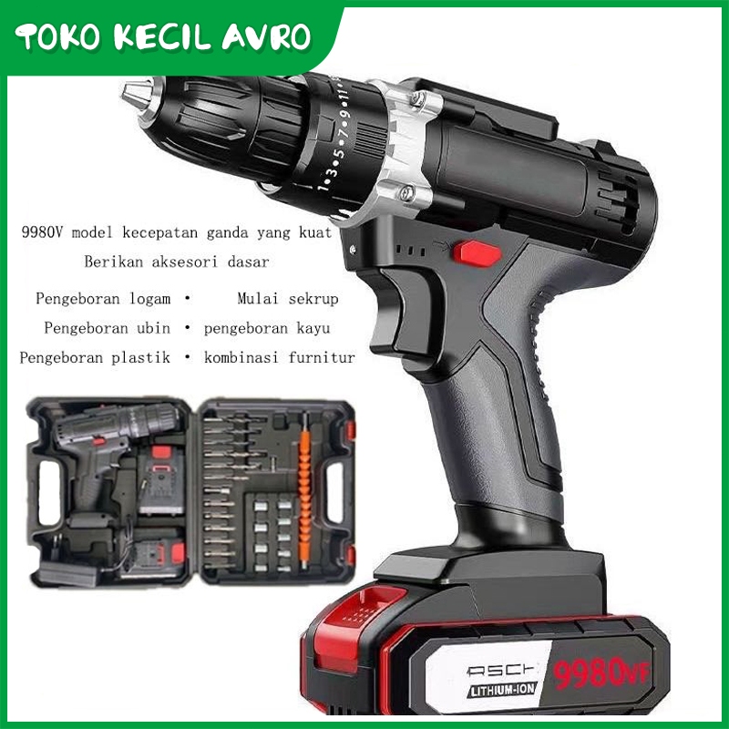 DISKON 9980VF/198VF MESIN BOR IMPACT DRILL / BOR BATERAI / BOR TANPA KABEL / BOR LISTRIK 198VF / BOR
