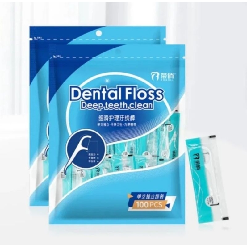 Dentak Floss Gigi Individual Packaging Tusuk Benang Gigi isi 100 pcs