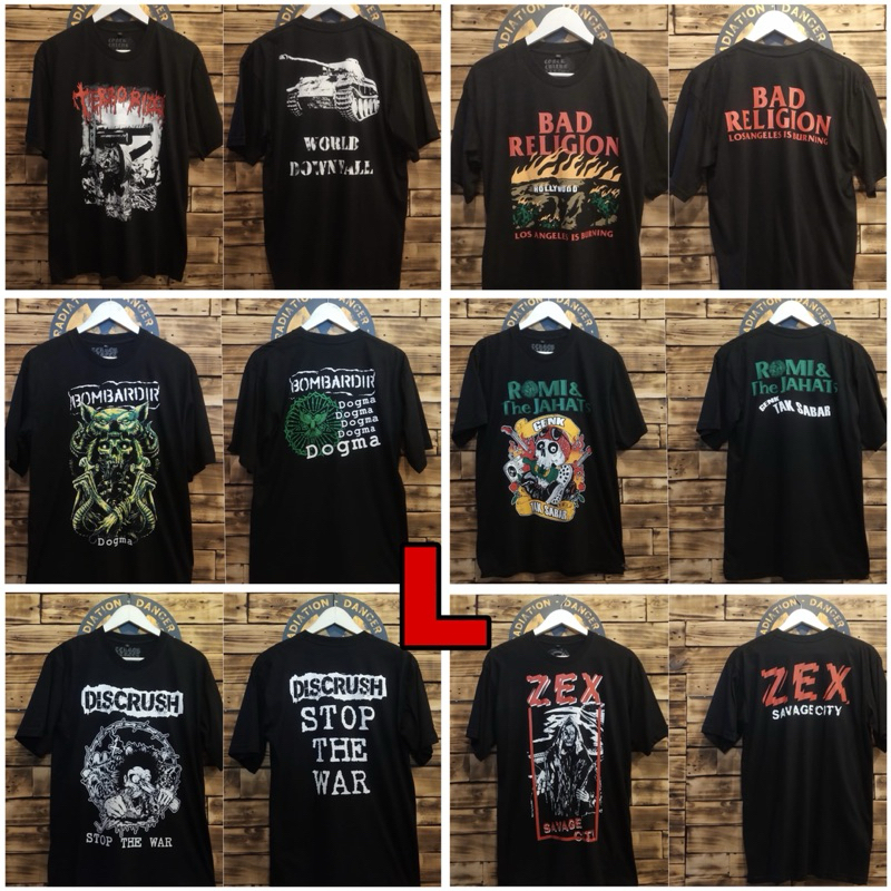 PROMO MURAH Ts T-shirt kaos band Punk L doom romi the jahat casualitis bad religion bombardir discha