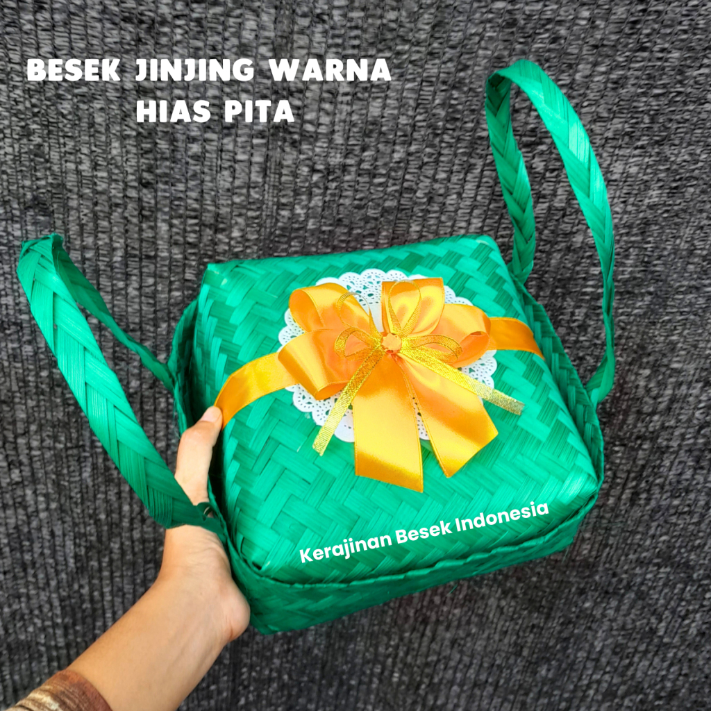 

BESEK JINJING KOTAK WARNA HIAS PITA MURAH ANEKA UKURAN Box nasi snack kotak anyaman catering hampers