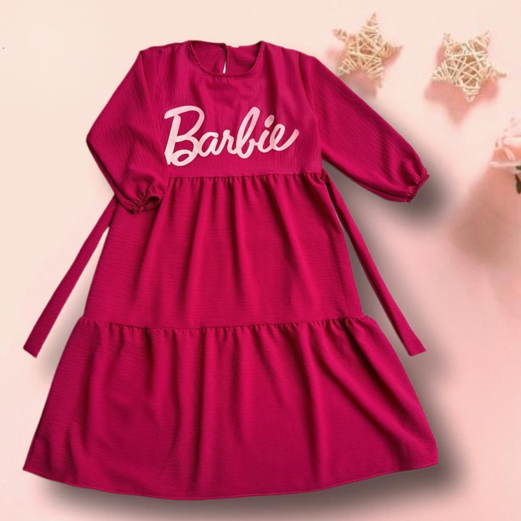 Gamis Crinkle Barbie Anak Perempuan 3-12 Tahun // Gamis Anak Viral Motif Barbie // Gamis Terbaru Ana
