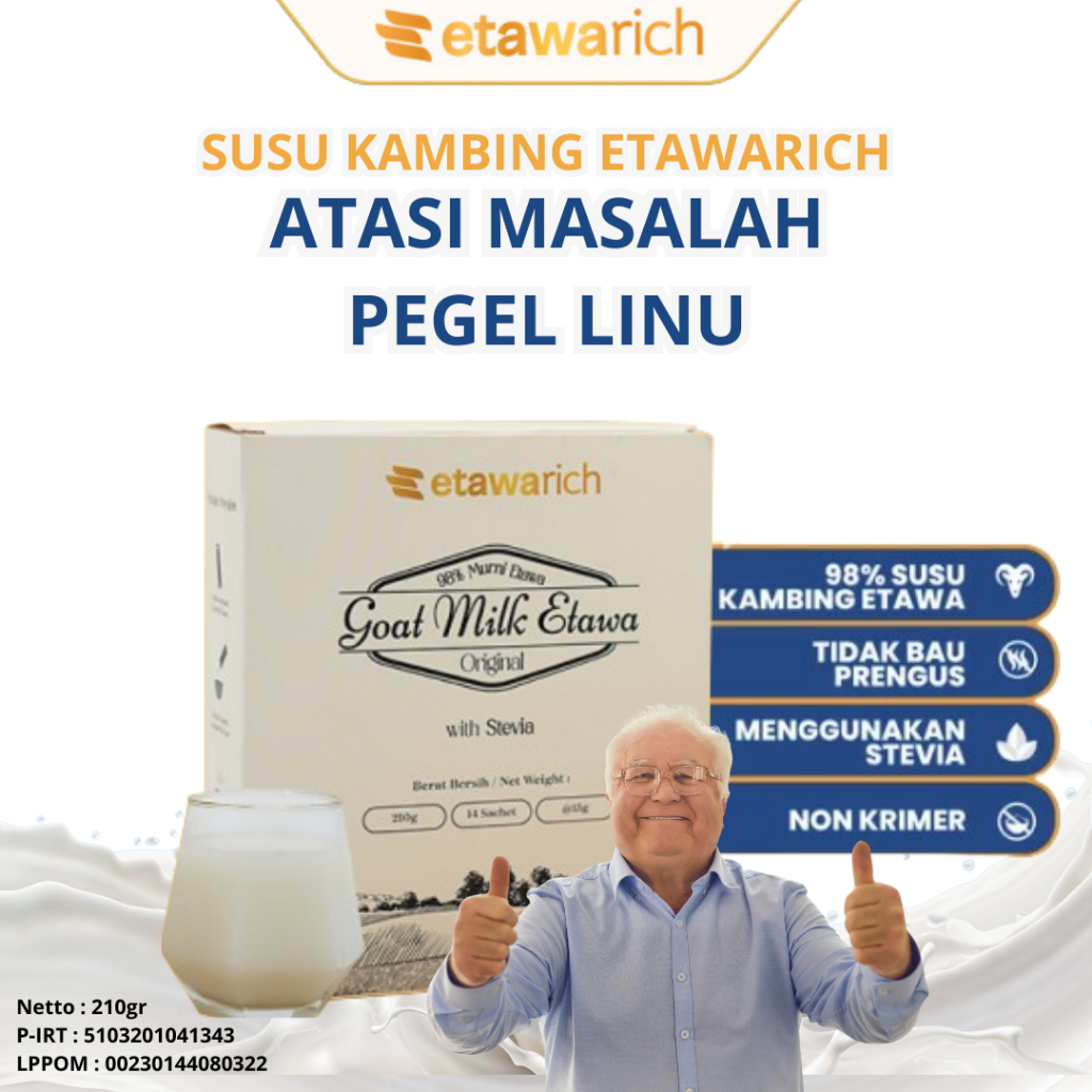

Etawarich Susu Bubuk Kambing Etawa Asli Bantu Atasi Masalah Pegal Linu