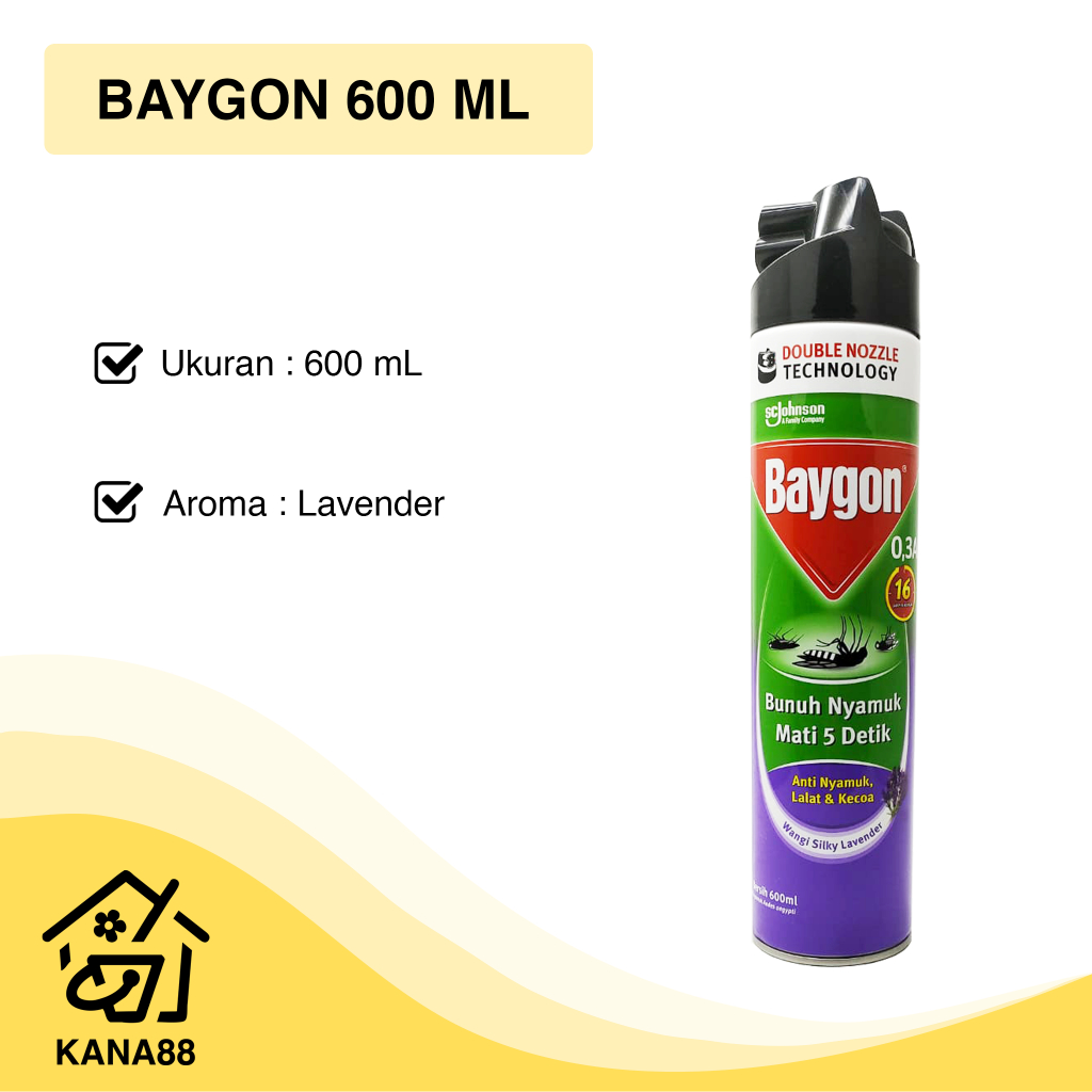 Baygon 600ml Aerosol Spray Obat Semprot Pembasmi Nyamuk Serangga Harum Wangi