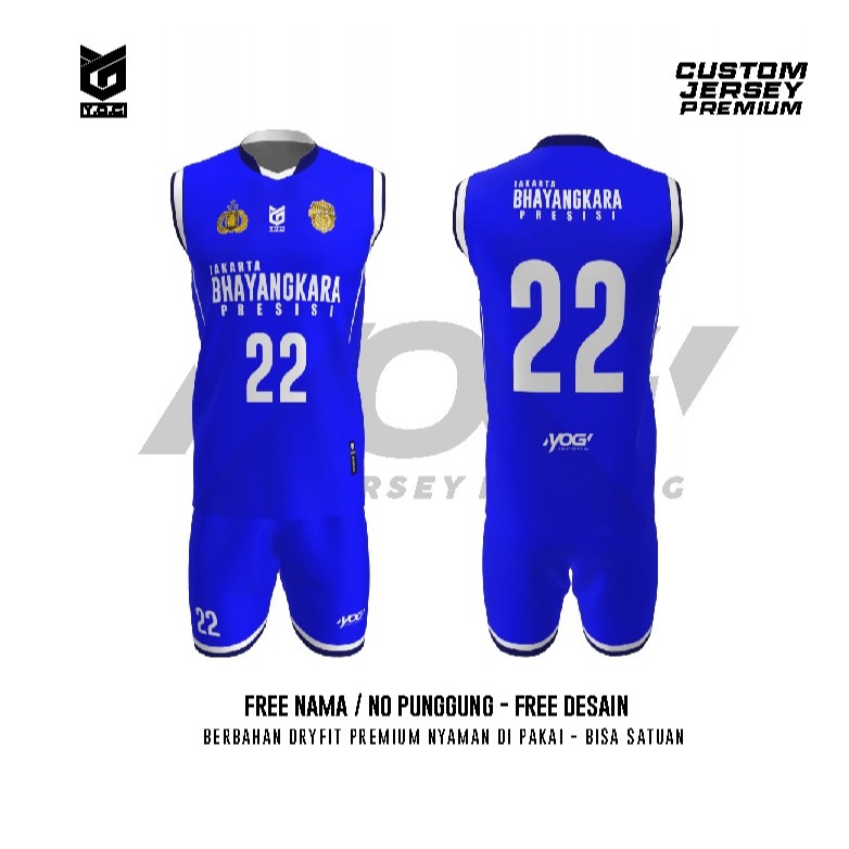 JERSEY LATIHAN BHAYANGKARA (BIRU) PROLIGA 2024 PREMIUM - PREORDER [ BISA CUSTOM NAMA & NOMOR  | BAJU