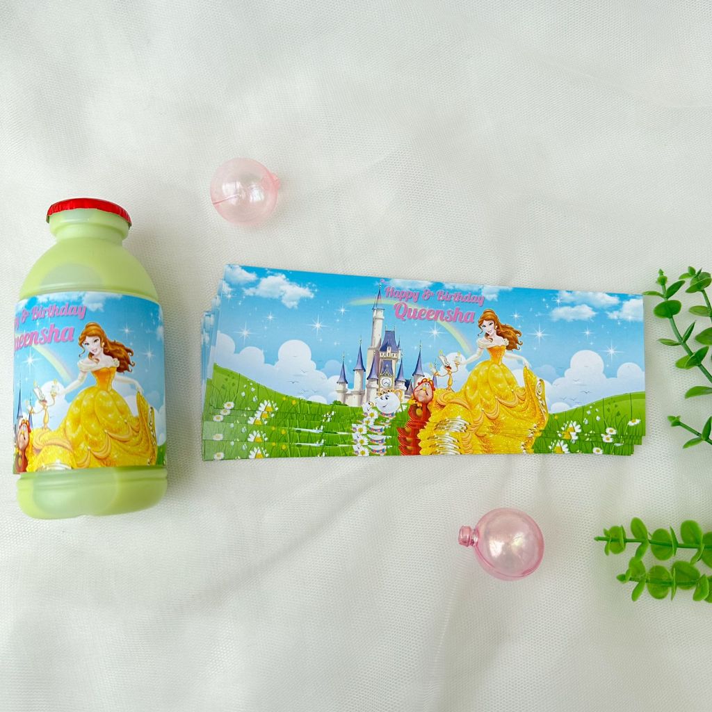 

Princess Belle - Label Susu BOTOL Indomilk 190ml / Ulang Tahun / Label Dessert Table