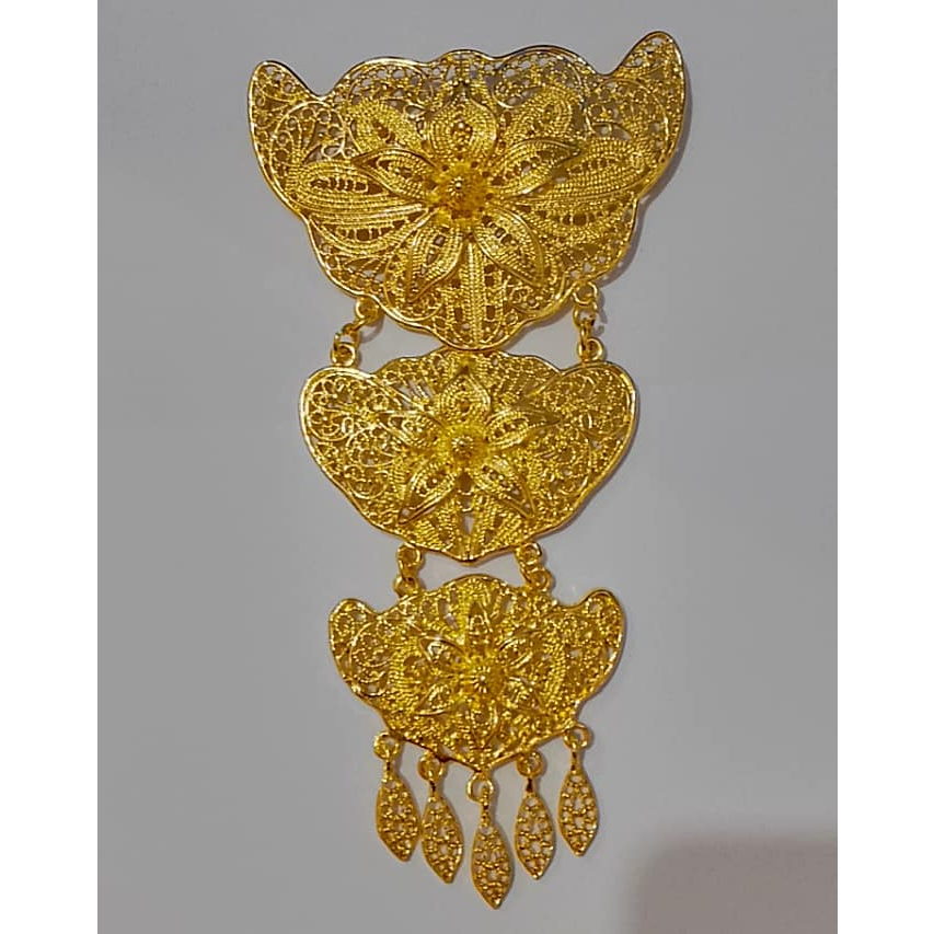 Bros Kebaya Kutubaru Besar Silver Polos 3 Susun | Bros Kutubaru | Bros Pesta | Bros Besar 3 Susun | 